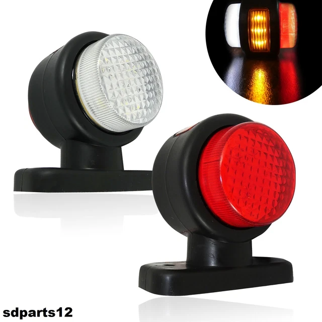 Jeep Wrangler Jk Luci Ingombro Camper Web Truck 2 X Luce Di Posizione Laterale In Gomma 12V 24V, Bianco, Rosso, Per Autocarro Rimorchio, Rimorchio, Carro Attrezzi, Su Una Roulotte Lunga E Inclinata - Foto 10