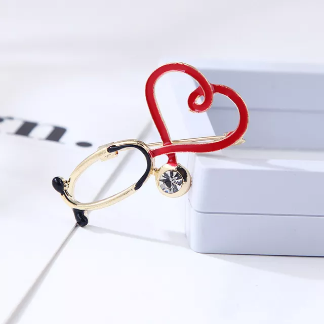 Copper Love Heart Stethoscope Brooches For Women Men Doctor Nurse Medical Br-wf_