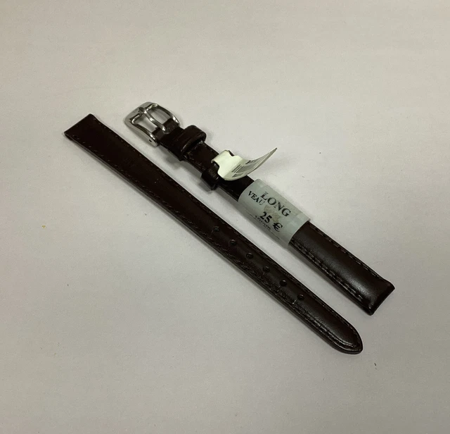 Bracelet de montre - cuir de veau grainé - marron foncé
