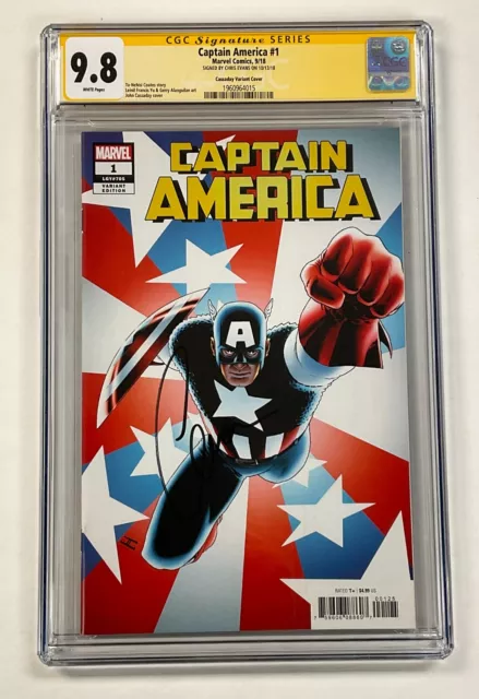 Chris Evans SIGNED Captain America #1 (2018) Cassaday Cover AUTO CGC 9.8 SS