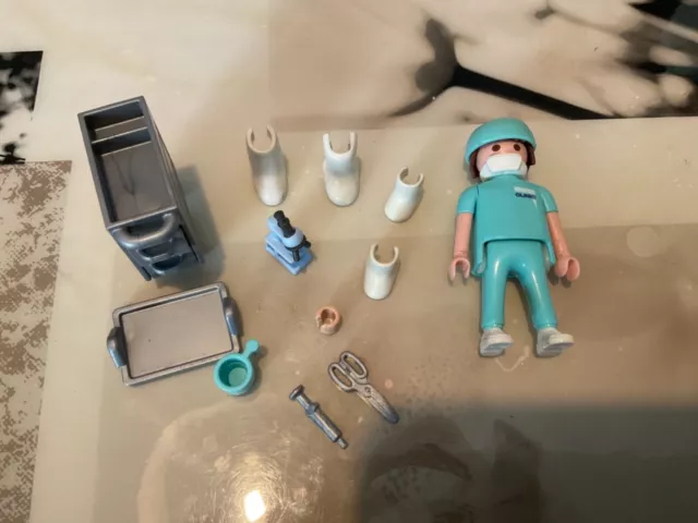 PLAYMOBIL : personnage homme médecin  vétérinaire Clinic Infirmier Vintage