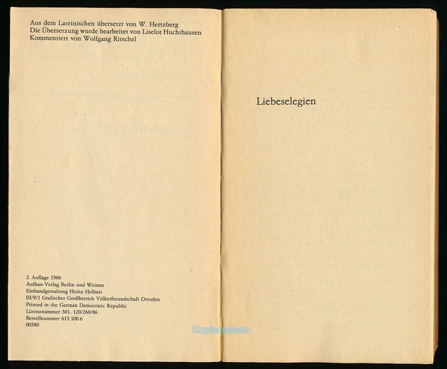 OVID DIE KUNST der zärtlichen Liebe Liebesdichtung DDR AufbauVerlag