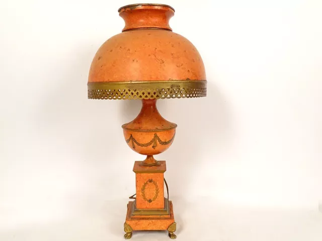 Lampe Büro Blech Bemalt Baluster Füße Klauen Italien Vintage Xxème