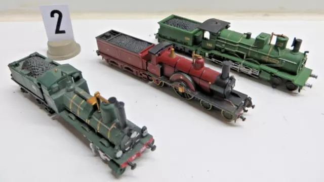 3X Escala N Locomotora de Vapor Modelo Estático Buen sin Accionamiento