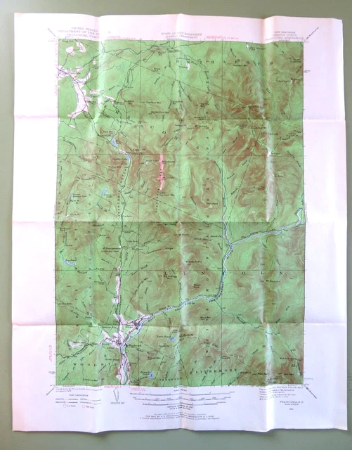 TOPOGRAPHIC MAP FRANCONIA NH 1929 Original USGS & State Highway