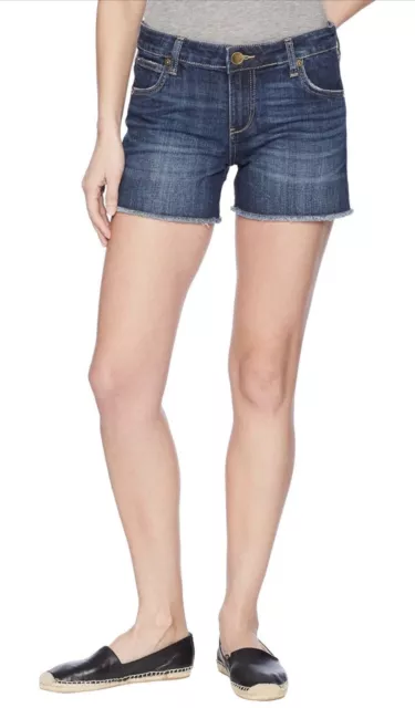 KUT From The Kloth Shorts Size 4 Womens Gidget Fray Short Medium Wash Blue Denim