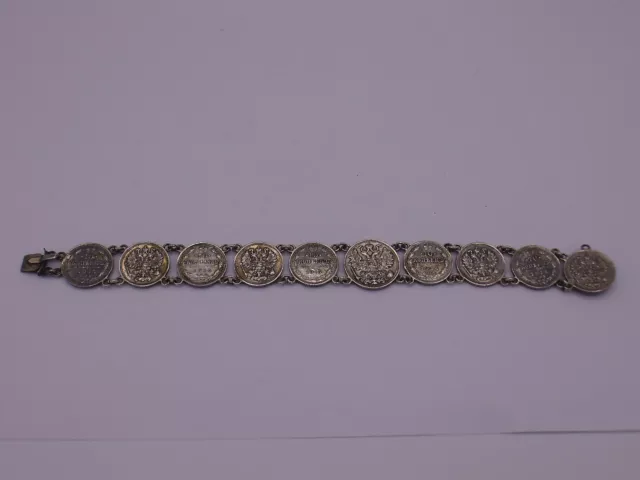 antikes russisches Münz - Armband aus massiv Silber