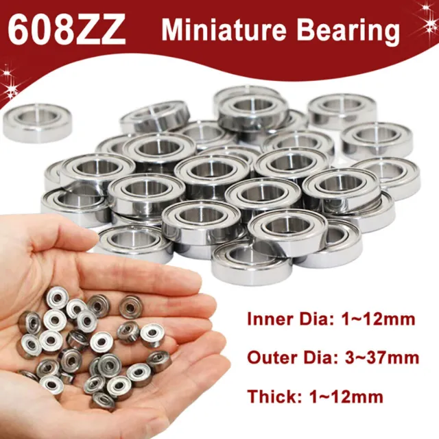 Bearings Miniature Seal Mini Ball Bearing 608 ZZ Series ID 1/2/3/4/5/6/7/8~12mm