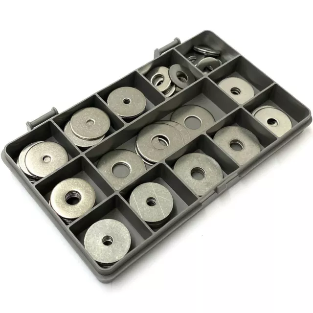 90 Assorted Piece A2 Stainless Steel Penny Repair Washers M4 M5 M6 M8 M10 Kit