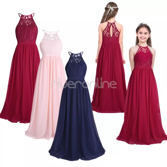 Mädchen Chiffon Abendkleider Cocktailkleid Ballkleider Spitzenkleid Party Kleid