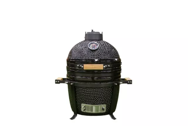 Kamado Keramik Grill Smoker 15" Grillwagen Räucherofen Holzkohlegrill Schwarz