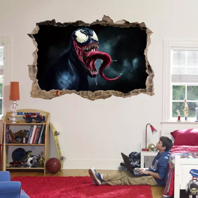 Venom Spider Man Villain 3D Smashed Wall Sticker Decal Art Mural FS