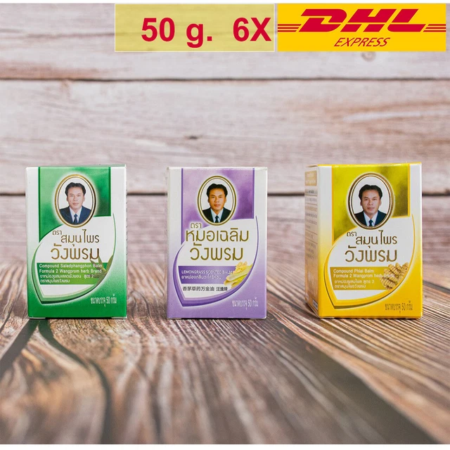 WANG PROM Original Massage Balm Yellow Relieve Insect Bite Thai Herbal 6 x 50g