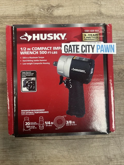 ¡Nuevo! Llave de impacto compacta neumática Husky H4435 1/2" 500 pies libras 1001659931