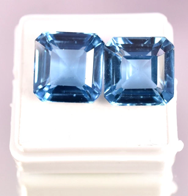 Lot De 5 Pierres Précieuses Aigue-marine Bleue Certifiées - Forme Mixte, 43.62 Ct, Créées En Labo, Provenance Inde/Brésil