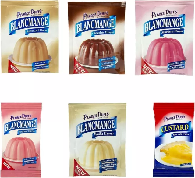 Pearce Duffs Blancmange Custard with 6 Delicious Flavours - Pack of 1 to 6