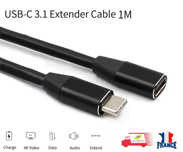 Câble d'extension USB Type-C mâle vers Femelle USB 3.1 cordon de données