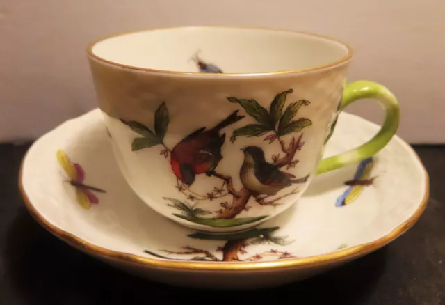 Herend Rothschild Bird 1728 Demitase / Espresso Cup & Saucer - Mint