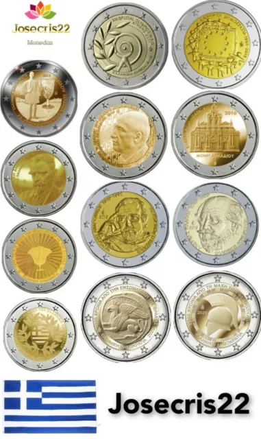 Monedas 2€ Grecia Conmemorativos Variedad De Años 2004 Hasta 2021