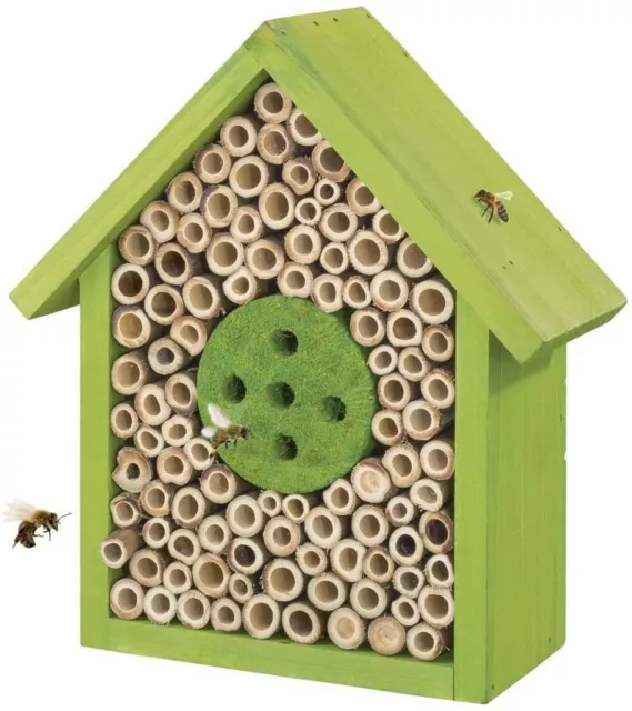 Hôtel à insectes vert maison en bois pour jardin balcon spécial pollinisateurs