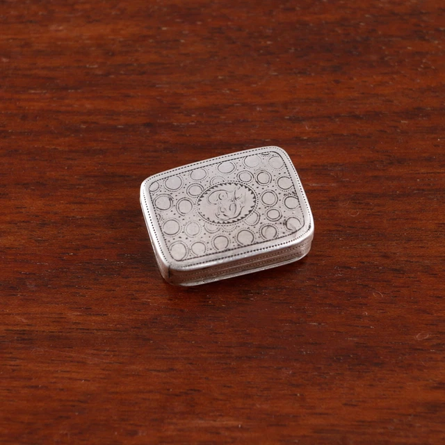John Shaw Georgian Sterling Silver Vinaigrette Circles, Florals 1810 Monogram Ef