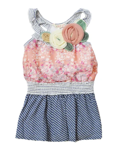 NWT Baby Sara Toddler Girls' Floral Bodice Dress, Pink/Blue ~ Size 2T