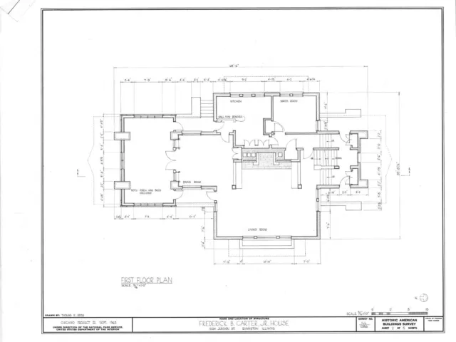 Casa estilo pradera de Walter Burley Griffin, dibujos arquitectónicos impresos