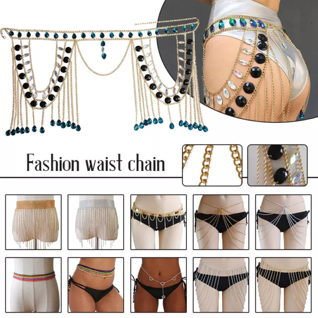 Lady Body Belly Waist Chain Bikini Beach Harness Beaded Jewelry Necklace Dancing
