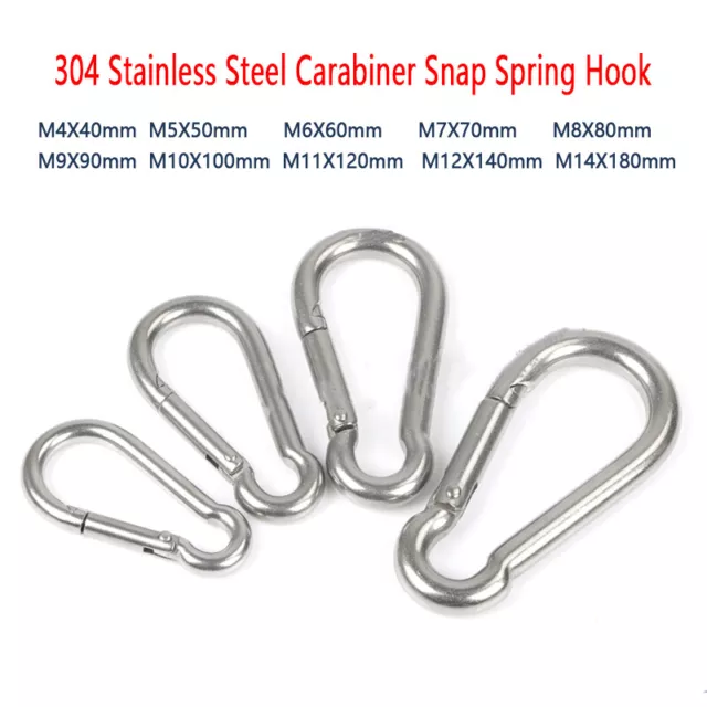 A2 STAINLESS STEEL Carabiner Snap Spring Hook Clip 304 Marine Grade Eyelet  Lock $9.78 - PicClick AU