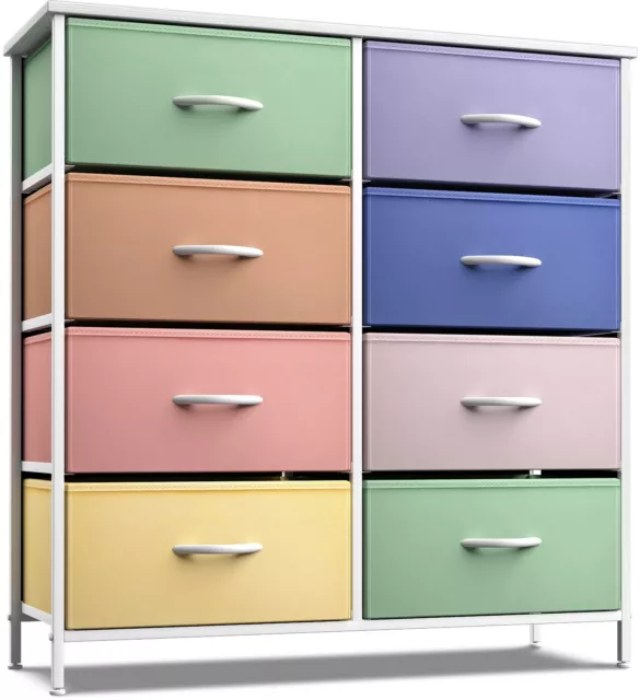 Sorbus Dresser w/ 8 Fabric Bin Drawers- Pastel Colors Furniture for Kids Bedroom