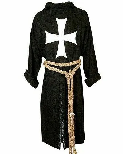 Medieval Knights White Templar Tunic Surcoat & Cloak for Men LARP Costume SCA