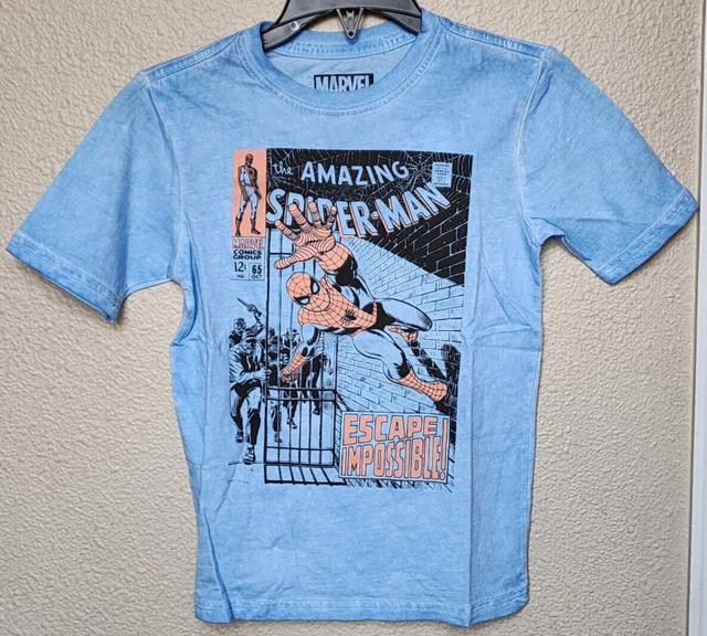 Marvel The Amazing Spider-Man Boys Blue Graphic T-Shirt Size 6/7 (S) BRAND NEW