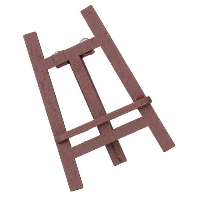 Casa de muñecas caballete mini accesorios para el hogar soporte de trípode de madera marrón