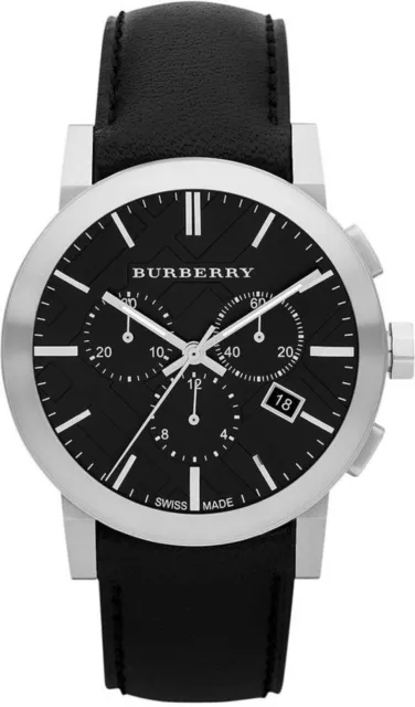 New Genuine Men's Burberry Bu9356 The City Silver Black Watch - 2 Y.warranty