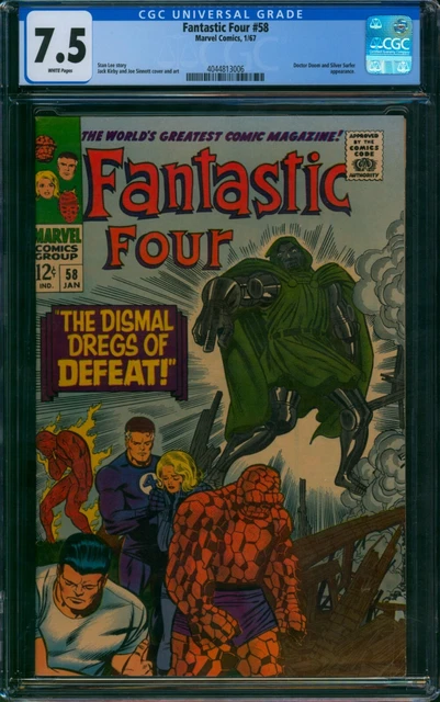 Fantastic Four #58 ❄️ CGC 7.5 WHITE PGs ❄️ DOCTOR DOOM + Silver Surfer App! 1967