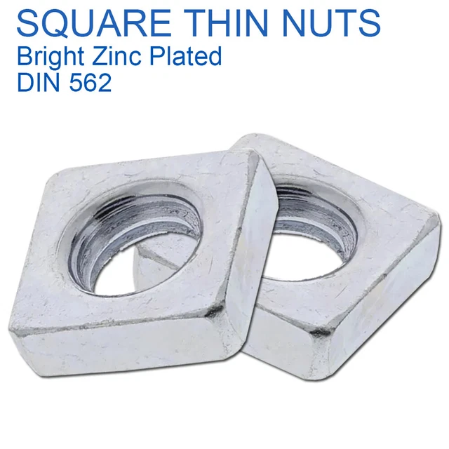 M3 M4 M5 M6 M8 M10 Square Nuts Thin Type Bright Zinc Plated - Din 562 £ ...