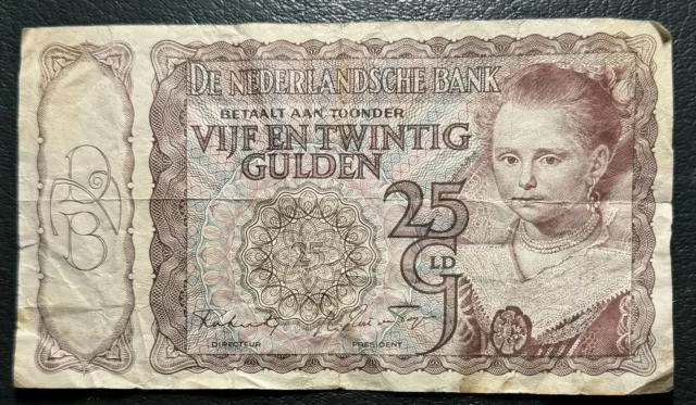 25 Gulden 1944 Niederlande Banknote 1 AR 043814 K291123Е