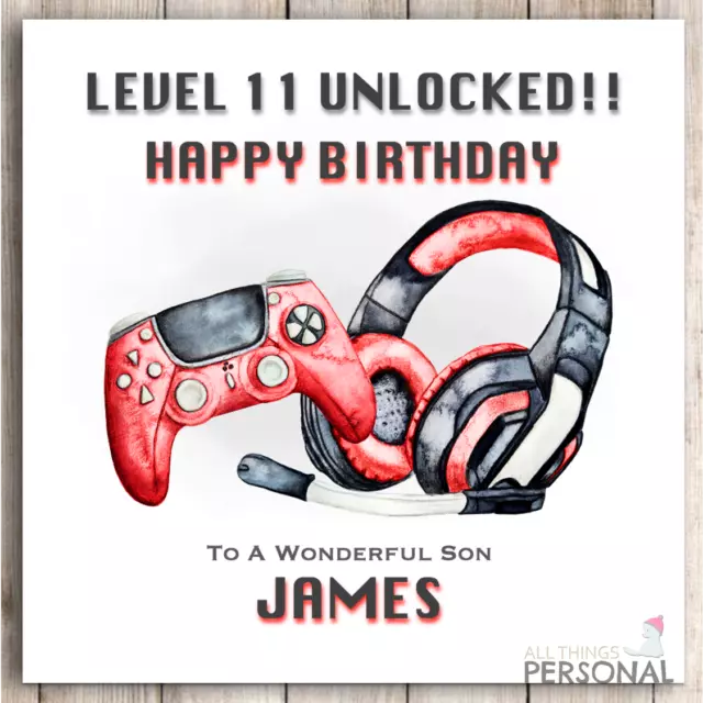 Personalised Boys Birthday Card Gaming Grandson Son Brother Nephew Gamer Teenage