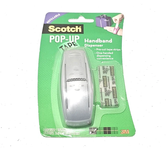 2 SCOTCH WRIST PopUp Tape Dispenser w/ 1 new refill & 1 Used Refill in