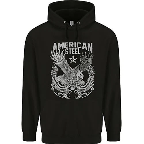 American Steel Motorbike Motorcycle Biker Childrens Kids Hoodie