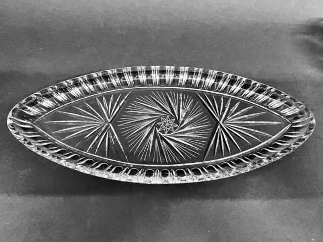 Stunning Large Size Vintage Original American Brilliant Cut Crystal Glass Dish