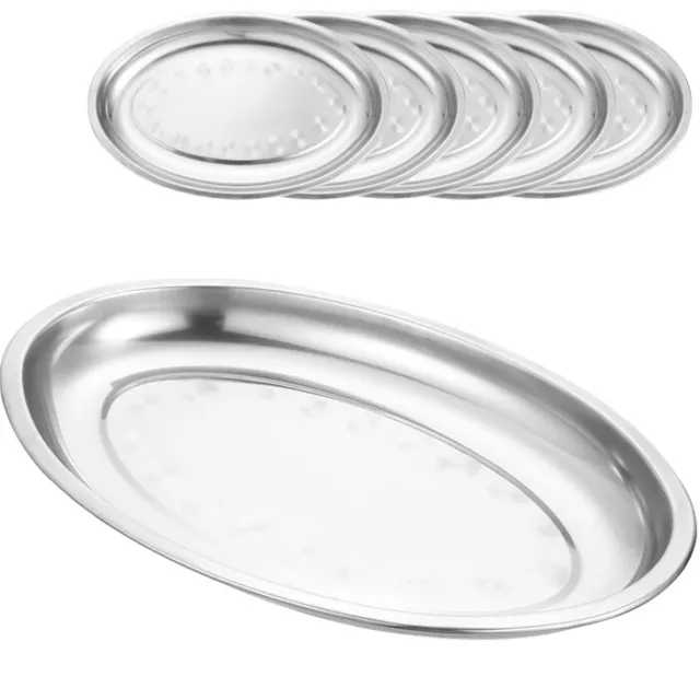 Vassoio Piatto Ovale 5pz In Acciaio Inox Portata Servizio Cucina da 23 a 45 cm