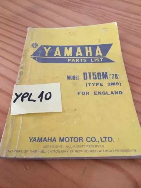 Yamaha parts list DT50M 1978 DT50 M 2M9 DT 50 M catalogue pièces détachées