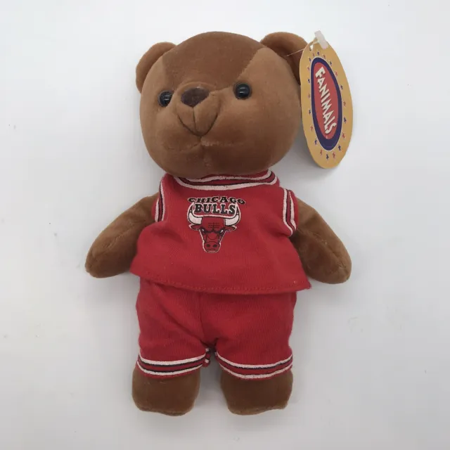 Fanimals Chicago Bulls 8" Bean Bag Plush Play by Play 1997 Basketball Teddy Bear
