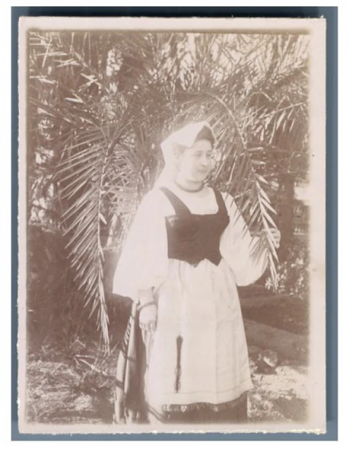 Egypt, European Woman in the Garden Vintage Citrate Print Citrate Print 6.5
