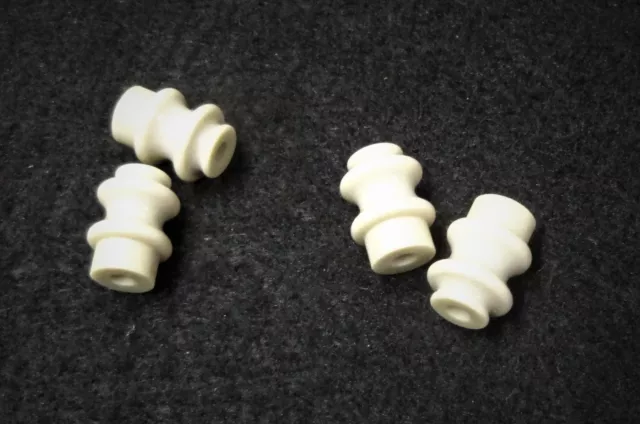 LOT OF FOUR (4) SMALL GLAZED CRENULATED STEATITE CERAMIC INSULATORS  No.: 331