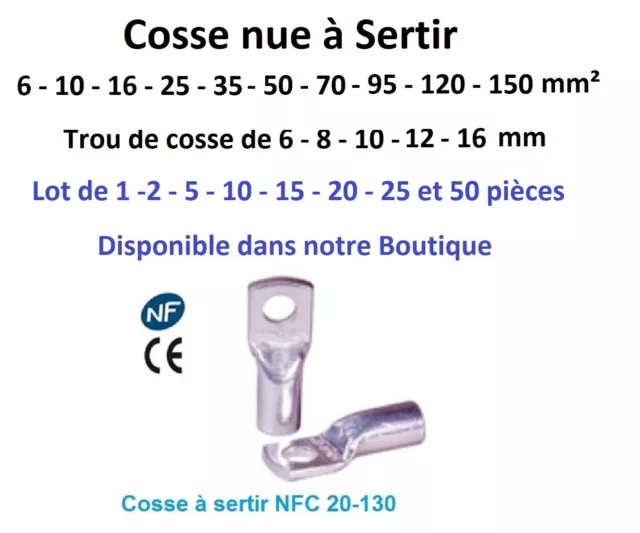 Raccord pour câble type manchon à sertir 95 -120- 150 mm²  lot de 1- 2 -5 pièces 3