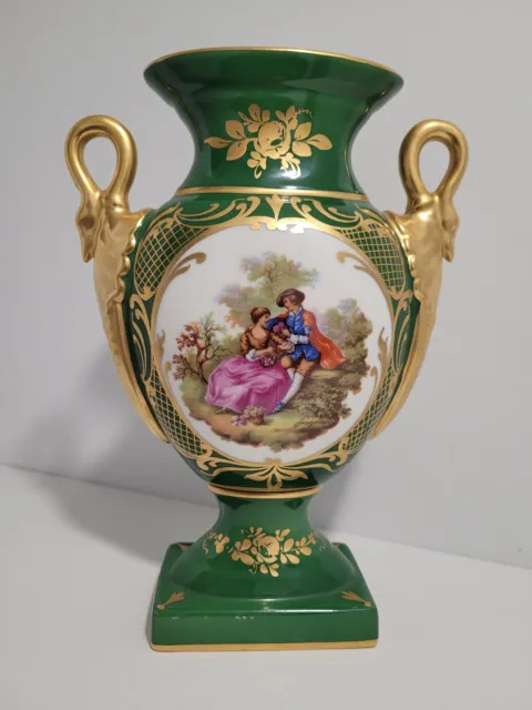 Vase porcelaine Empire Limoges Fragonard doré or