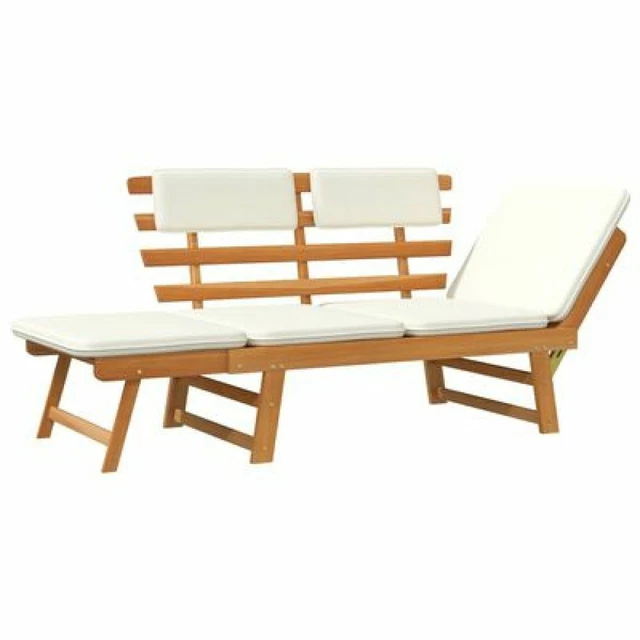 SOLID WOOD GARDEN Bench Day Bed Sofa with Cushions for Outdoor Patio