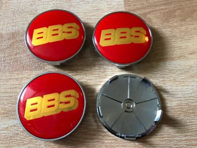 4x BBS 68mm Alloy Wheel Hub Centre Caps Cap Brand New , Red Gold